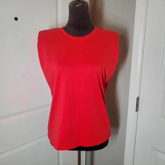 NWT FUTURE COLLECTIVE Kahlana Barfield Brown Sleeveless Cut-Out Back T-Shirt Red - Picture 11 of 15